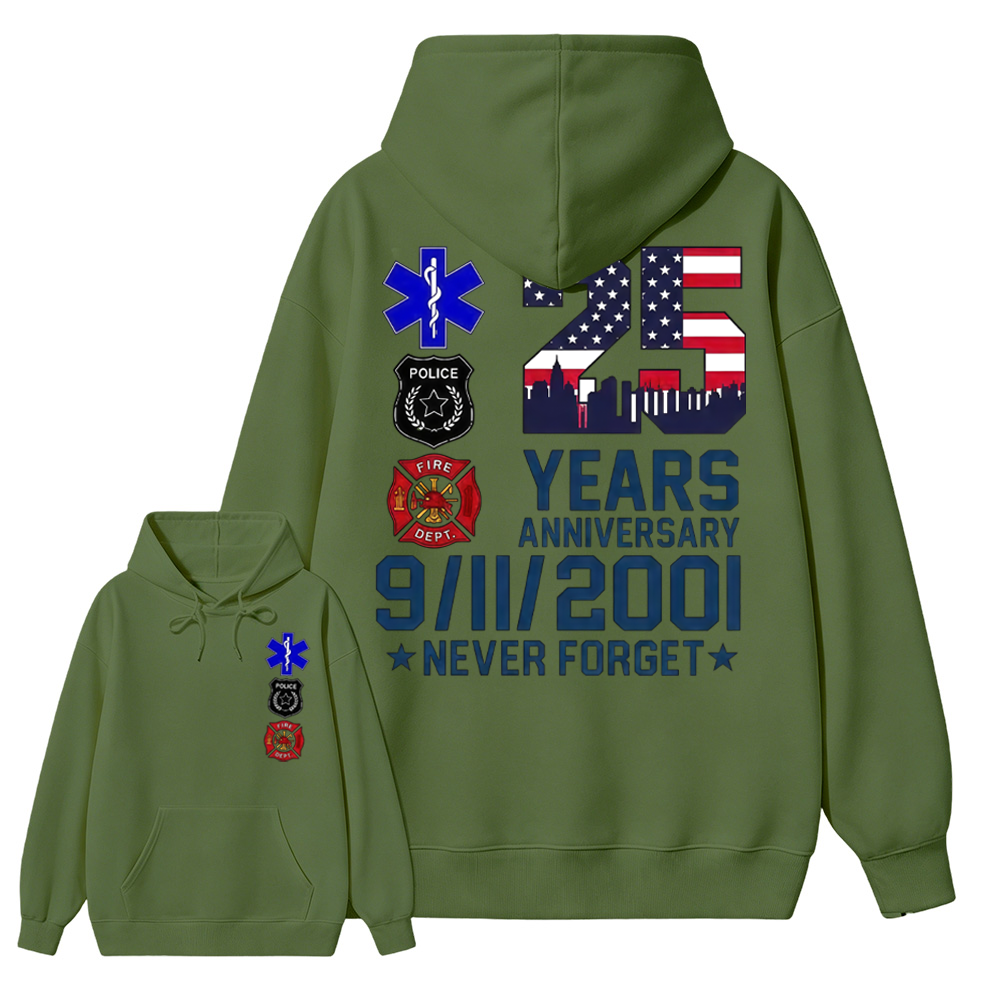 Unisex 9/11 25th Anniversary Memorial T-Shirt - Never Forget Graphic  Hoodie