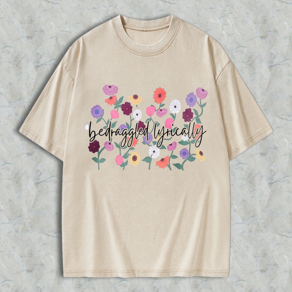 Colorful Wildflower Garden Floral Bouquet Print Unisex Washed T-shirt