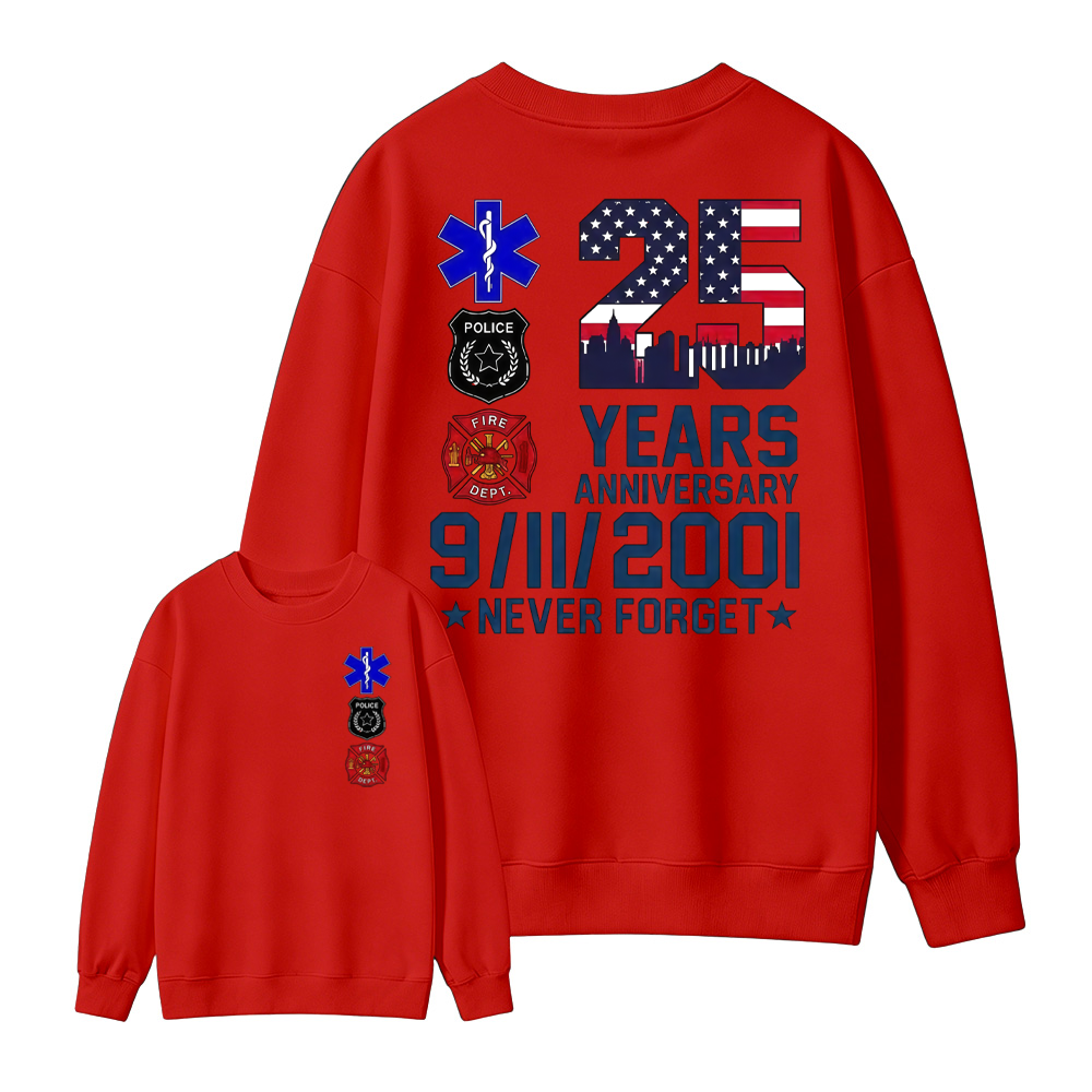 Unisex 9/11 25th Anniversary Memorial T-Shirt - Never Forget Graphic  Sweatshirt
