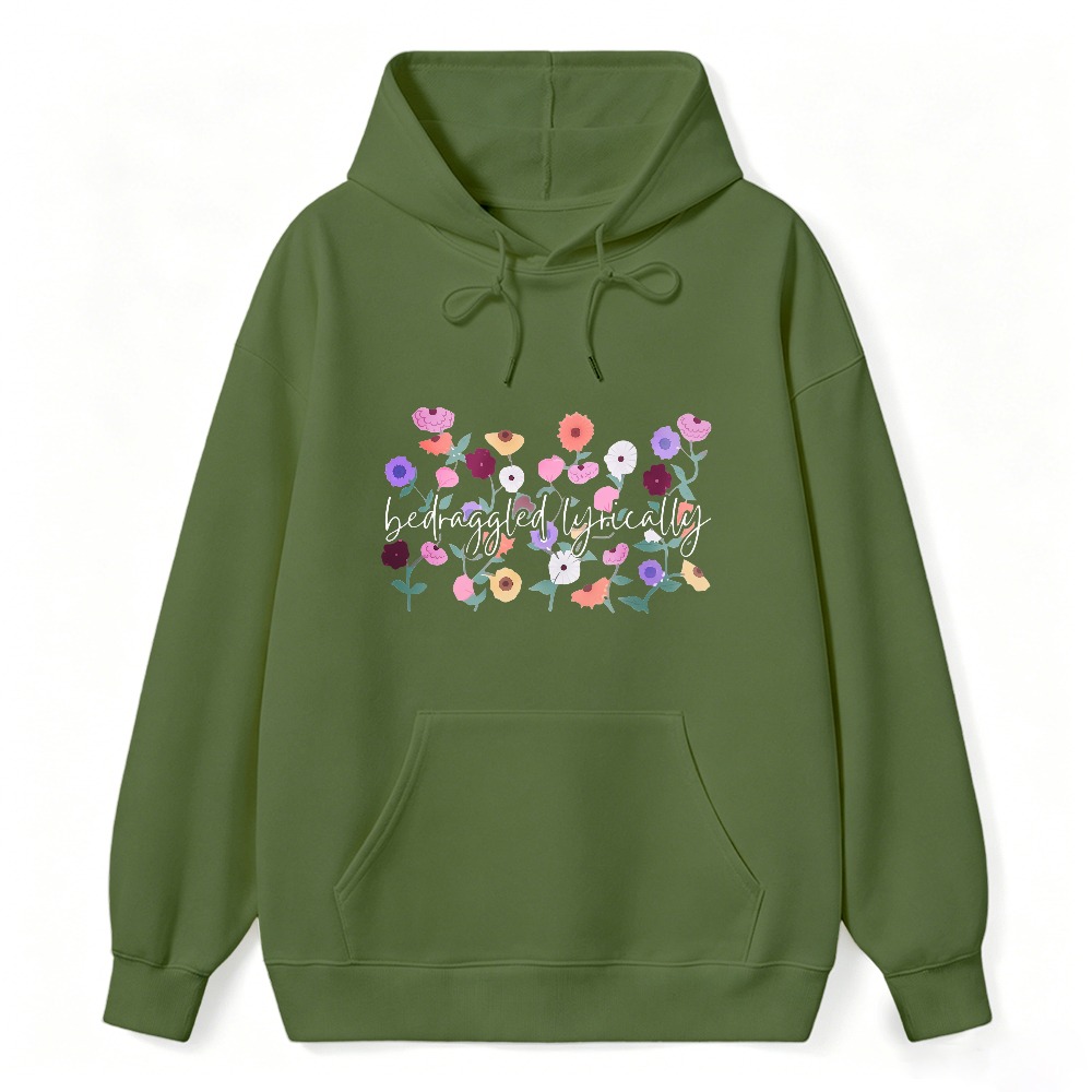 Befuddled Lyrically Floral Pattern Hoodie