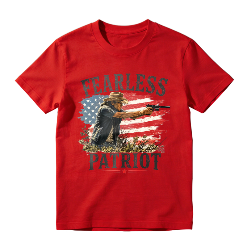 Fearless Patriot Graphic Tee Men’s American Flag Cowboy T-Shirt