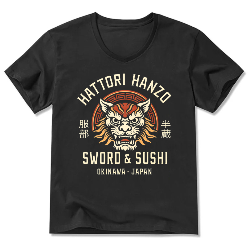 Hattori Hanzo Sword And Sushi Okinawa Japan T Shirt With Tiger Design