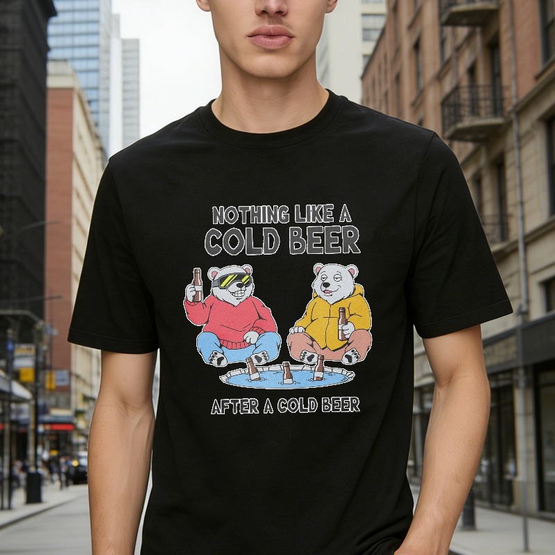 Nothing Like A Cold Beer After A Cold Beer Funny Polar Bear Drinking T-shirt
