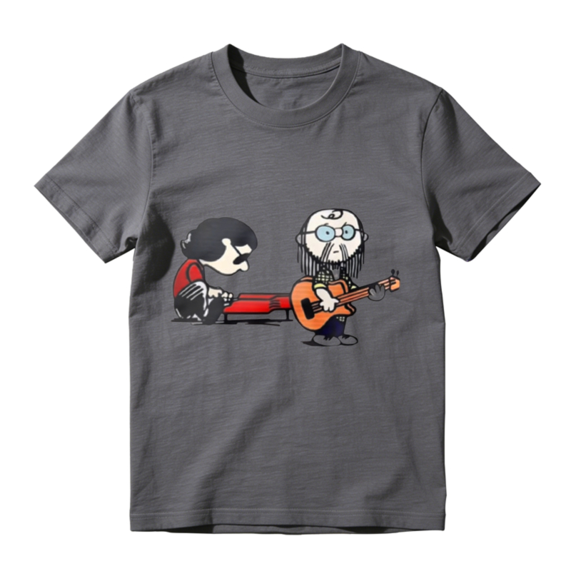 Cartoon Musician Duo Playing Guitar And Keyboard Unisex Classic T-shirt