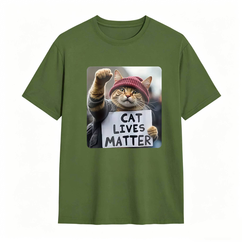 Cat Lives Matter Protest Cat tshirt 100% cotton