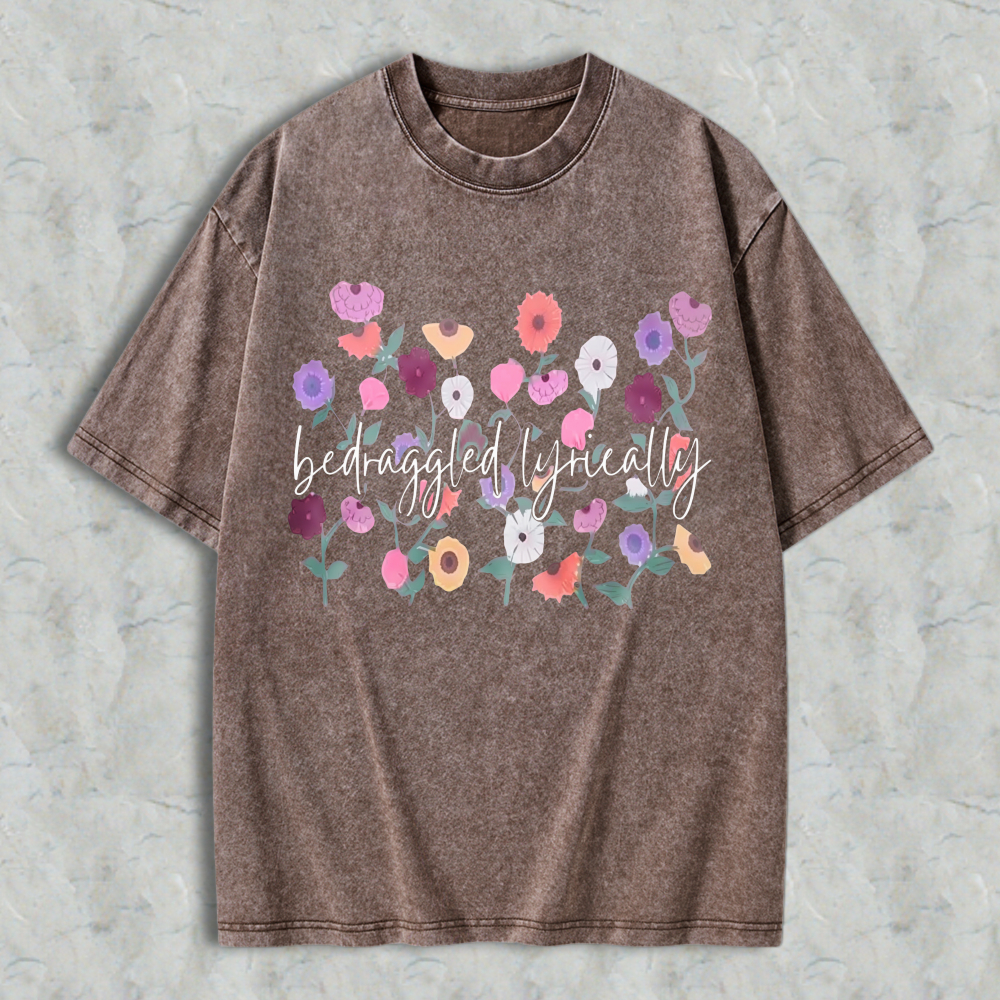 Colorful Wildflower Garden Floral Bouquet Print Unisex Washed T-shirt