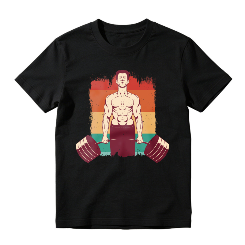 Retro Weightlifter Barbell Vintage Style Graphic, Unisex Classic T-shirt