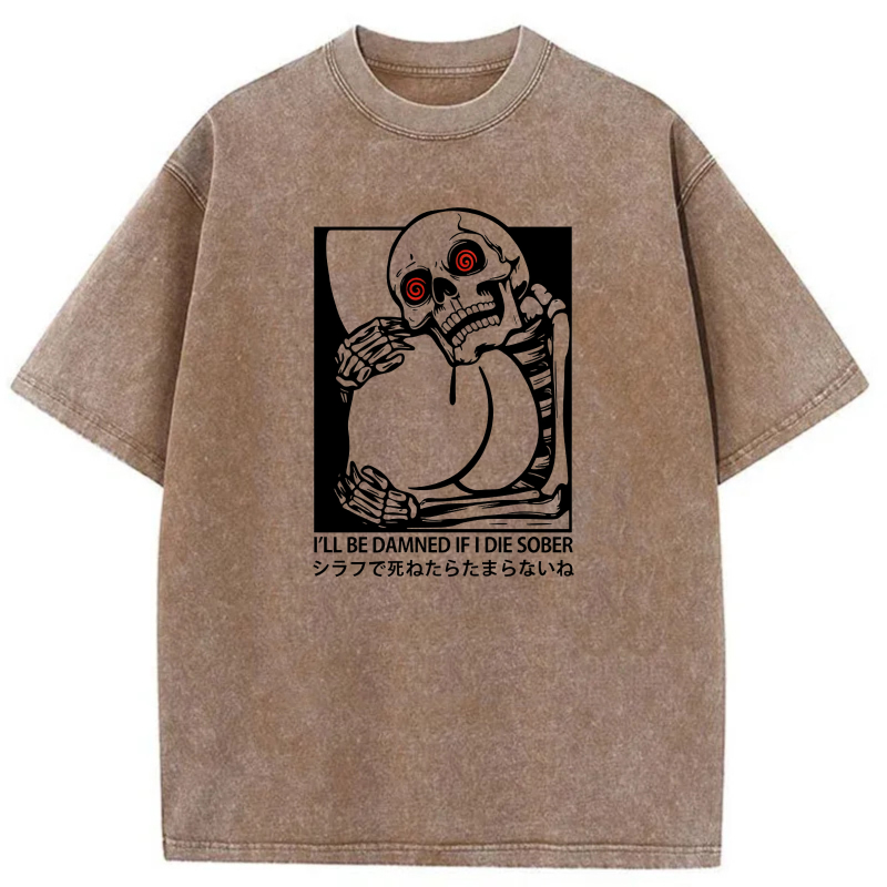 Skeleton With Red Eyes Holding Bottle tshirt 100% cotton