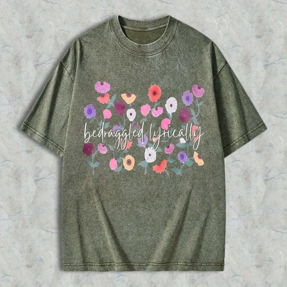 Colorful Wildflower Garden Floral Bouquet Print Unisex Washed T-shirt