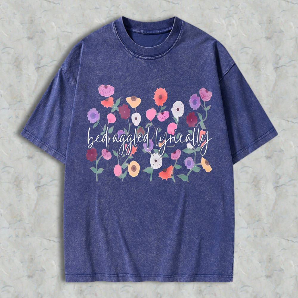 Colorful Wildflower Garden Floral Bouquet Print Unisex Washed T-shirt