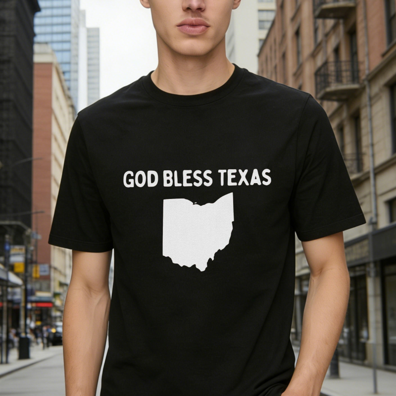 God Bless Texas With Ohio State Map Outline Graphic T-shirt