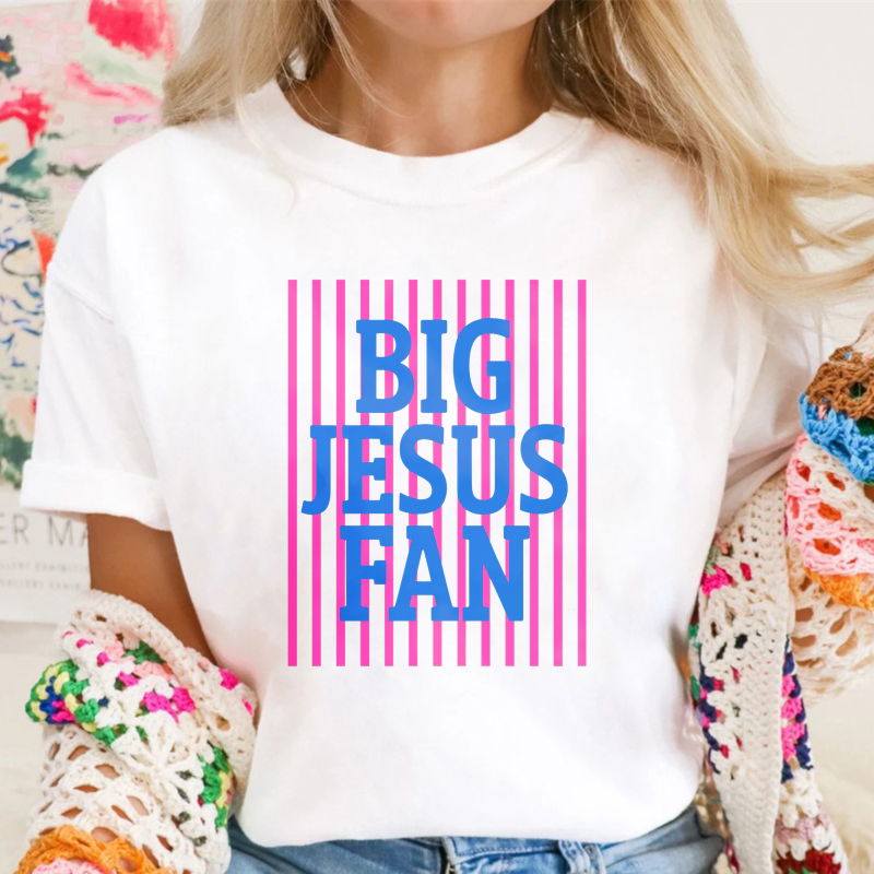 Big Jesus Fan Striped Design Unisex Classic T-shirt