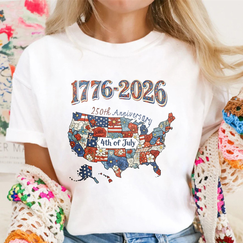 1776 2026 250th Anniversary Usa Map With American Flag And Stars Unisex Classic T-shirt