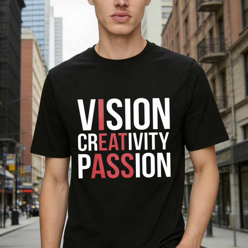 Vision Creativity Passion Typography Quote Graphic T-shirt