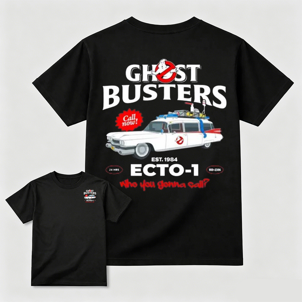 Ghostbusters ECTO-1 Car Print Black T-Shirt