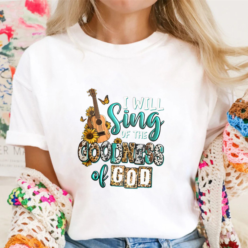 I Will Sing Of The Goodness Of God With Guitar And Sunflowers Unisex Classic T-shirt