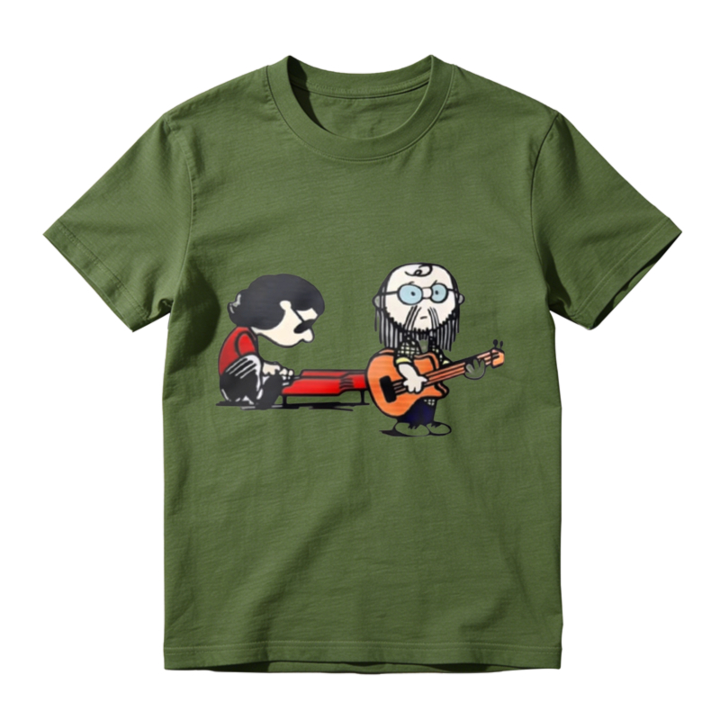 Cartoon Musician Duo Playing Guitar And Keyboard Unisex Classic T-shirt