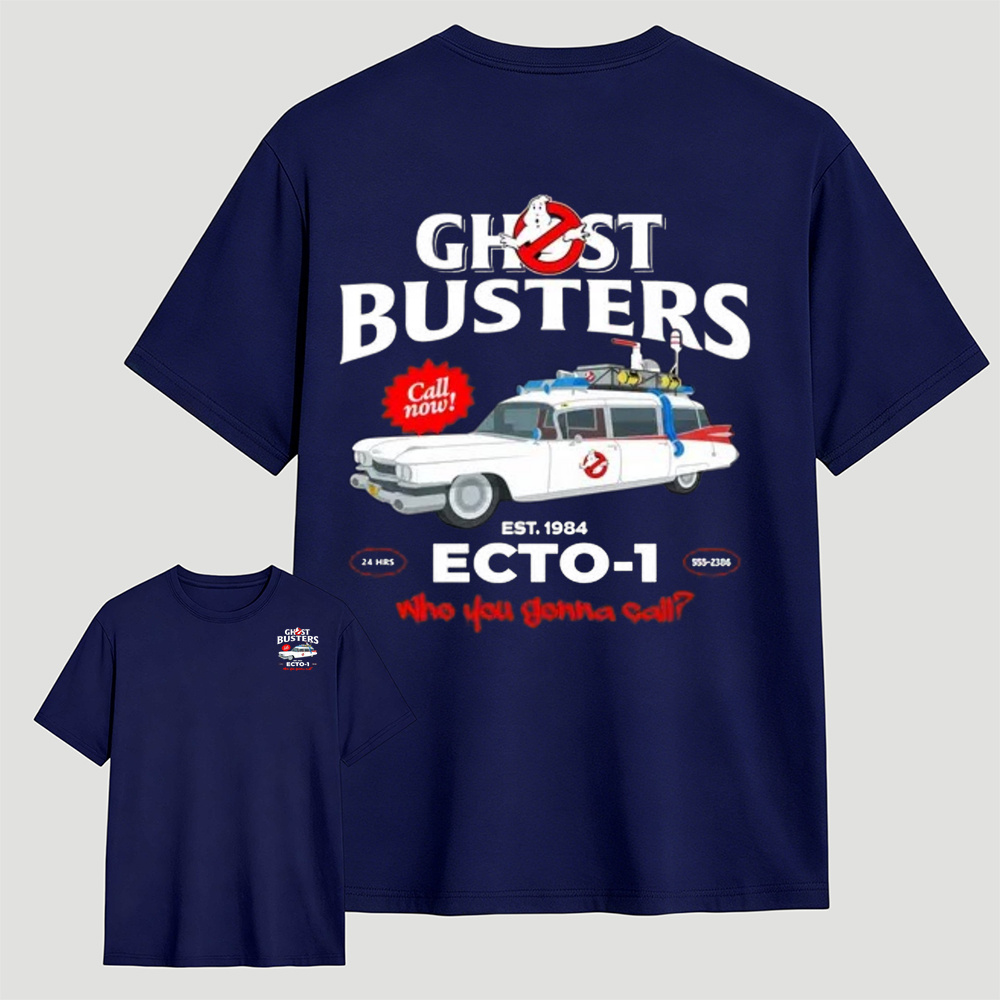 Ghostbusters ECTO-1 Car Print Black T-Shirt