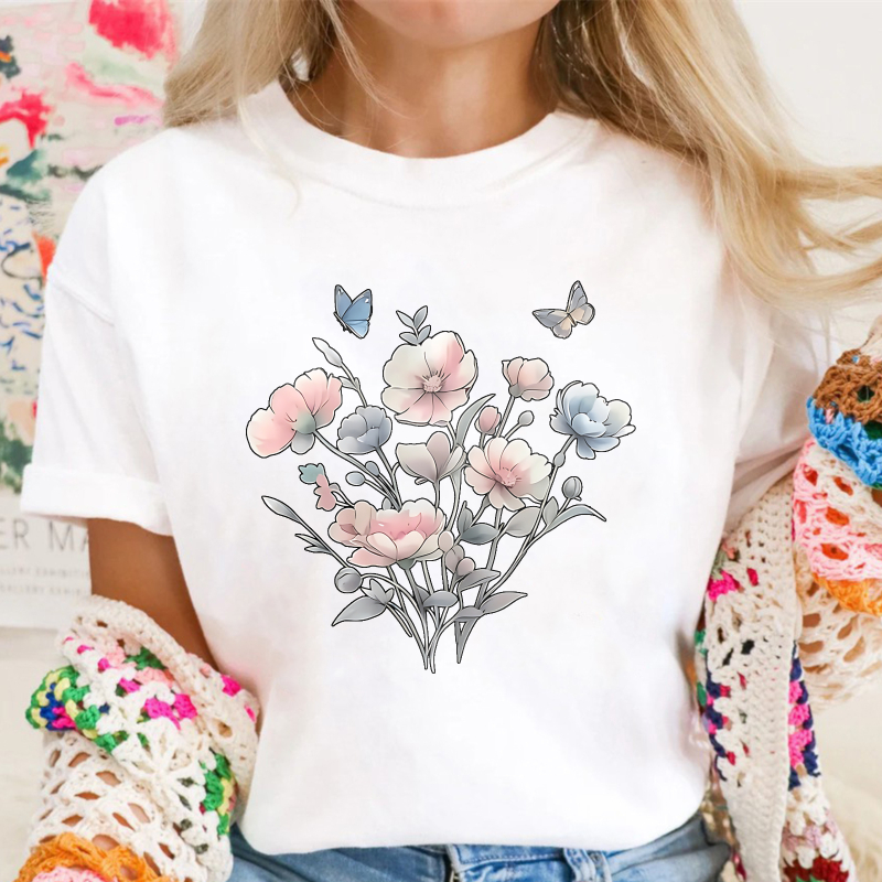 Floral Bouquet With Butterflies Unisex Classic T-shirt