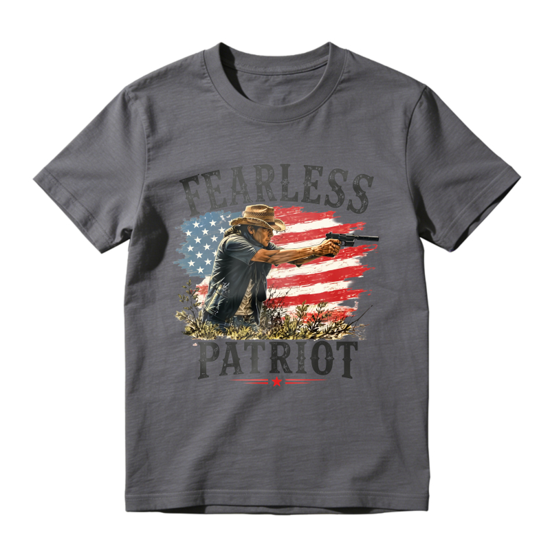 Fearless Patriot Graphic Tee Men’s American Flag Cowboy T-Shirt