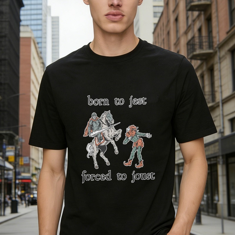Born To Jest Forced To Joust Knight And Zombie Funny Medieval Humor Graphic T-shirt