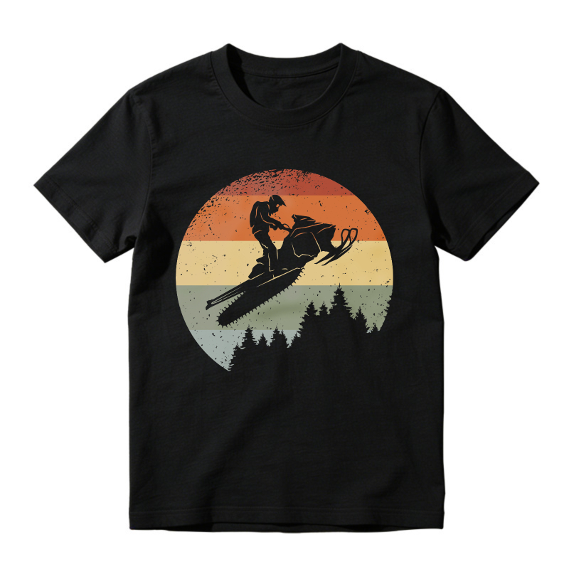 Vintage Snowmobile Rider Sunset Silhouette, Unisex Classic T-shirt