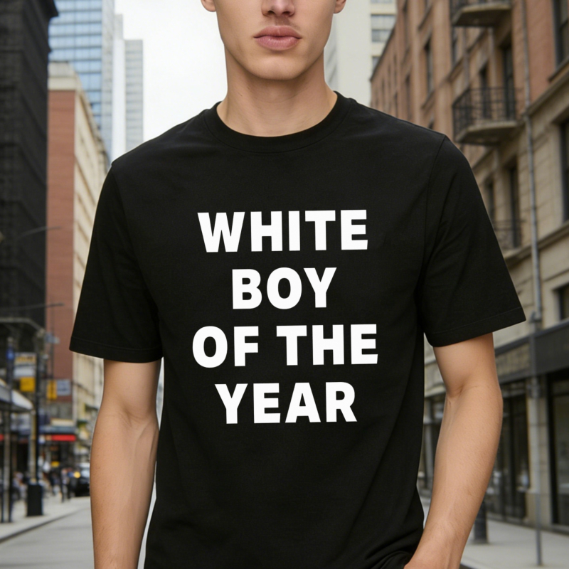 White Boy Of The Year Text Graphic T-shirt