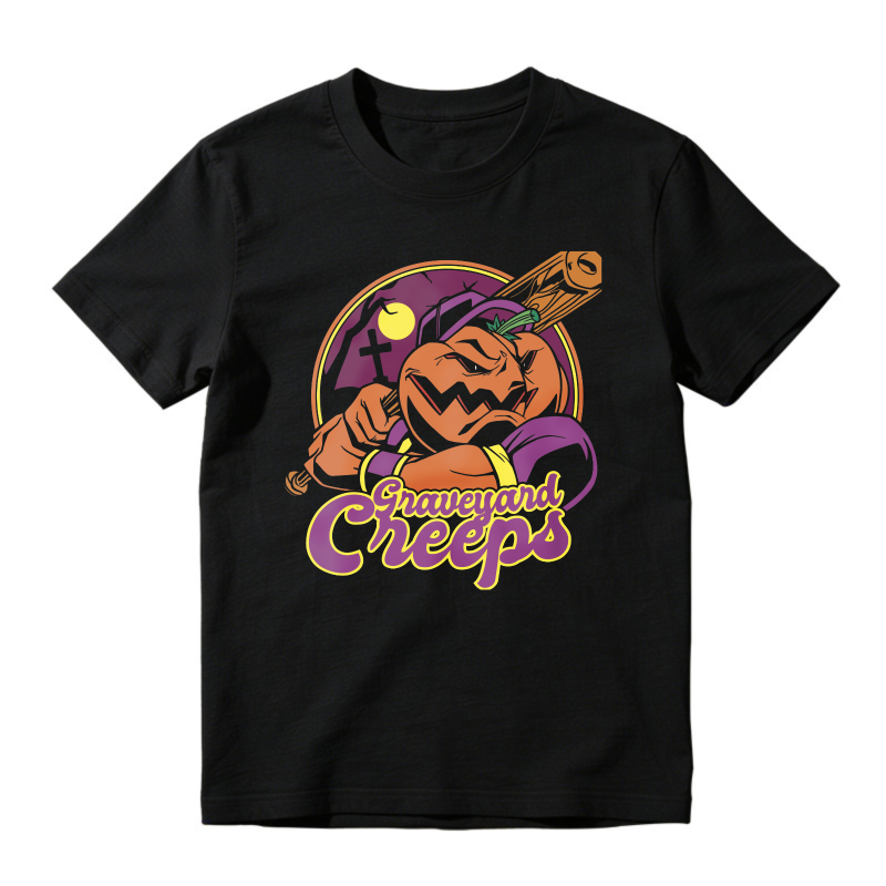 Graveyard Creeps Halloween Pumpkin Graphic, Unisex Classic T-shirt