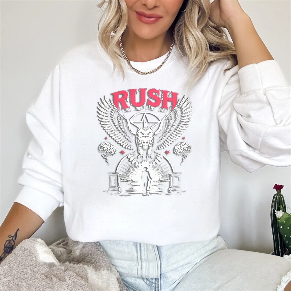 Rush Band Vintage Owl Wings Graphic Sweatshirt