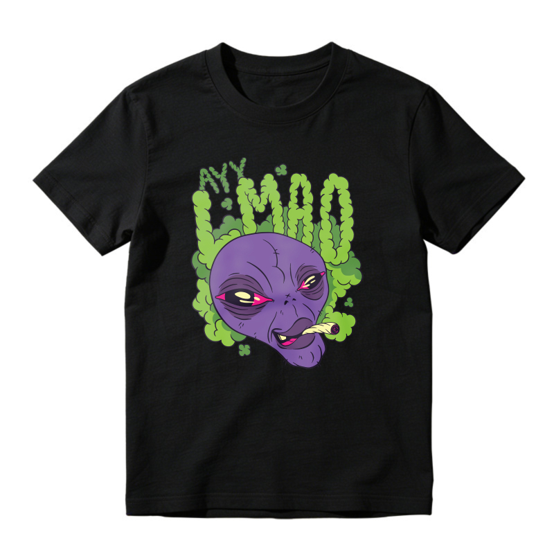 Alien Head With Green Smoke And Cigarette Graphic, Unisex Classic T-shirt