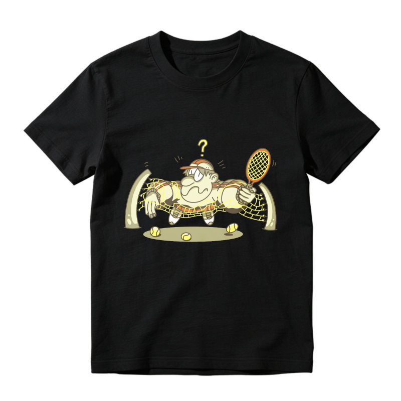 Confused Tennis Player With Racket And Net, Unisex Classic T-shirt