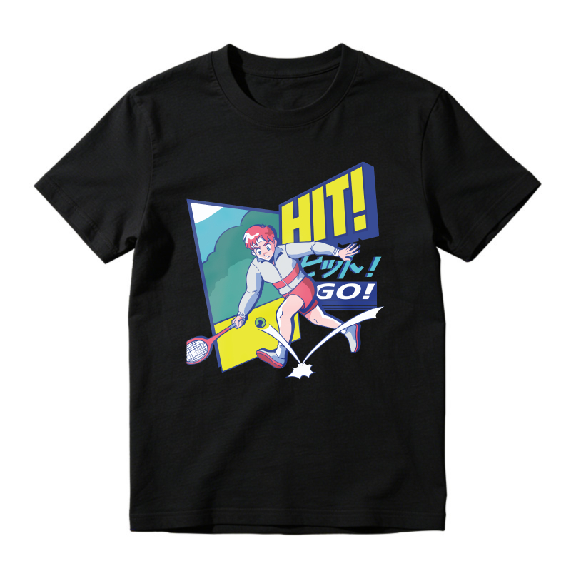 Retro Anime Badminton Player Hit Go Graphic, Unisex Classic T-shirt