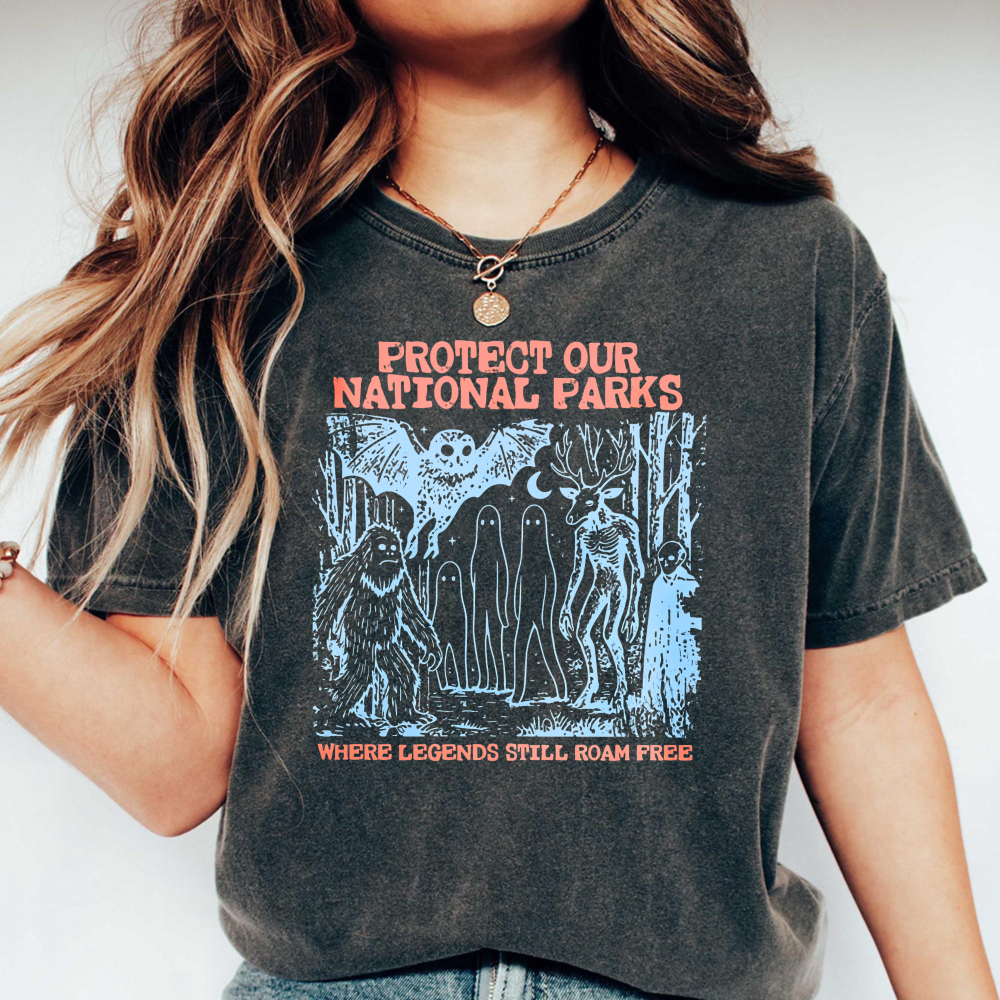 Protect Our National Parks Where Legends Still Roam Free Graphic Washed T-shirt