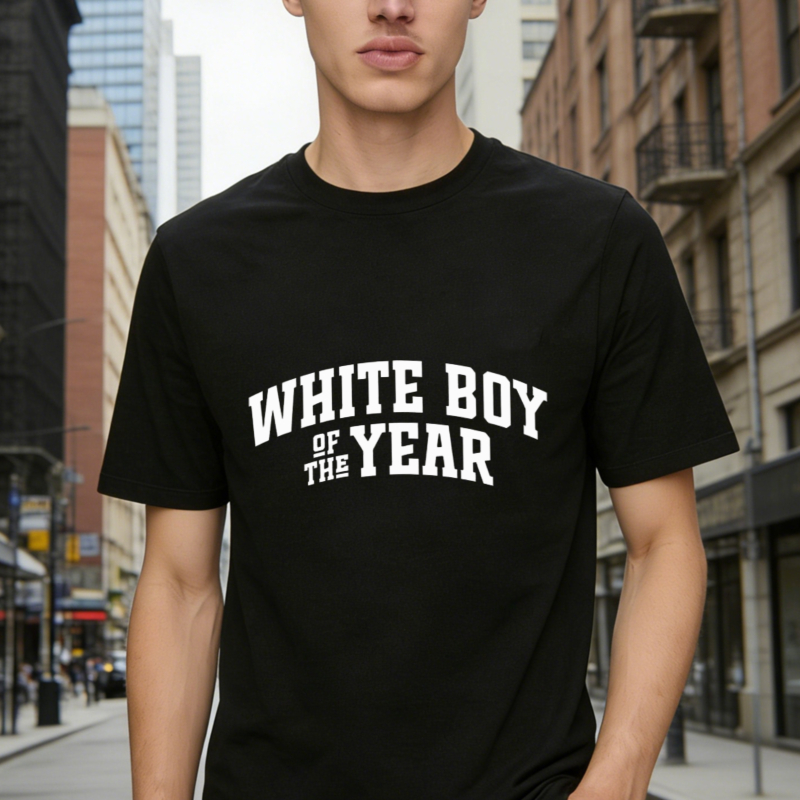 White Boy Of The Year Text Graphic T-shirt