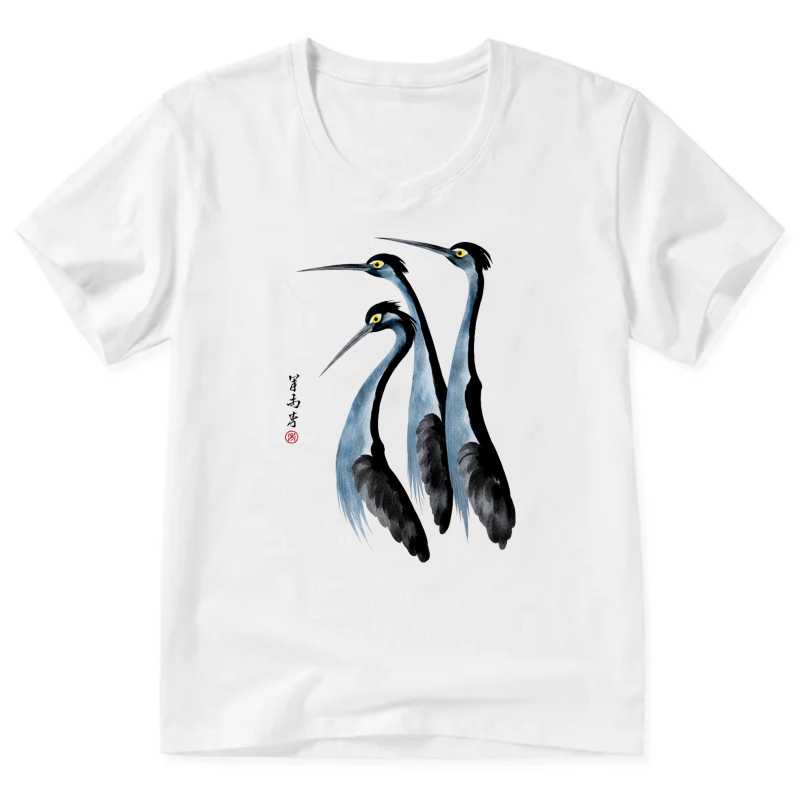 Blue Heron Birds Nature Art T Shirt For Men Women Casual Wear Design