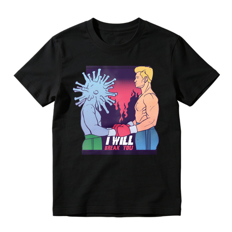Virus Versus Bodybuilder I Will Break You Retro Art, Unisex Classic T-shirt