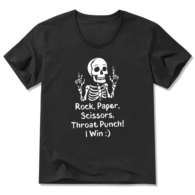 Funny Skeleton Rock Paper Scissors Throat Punch T-Shirt Humor Design