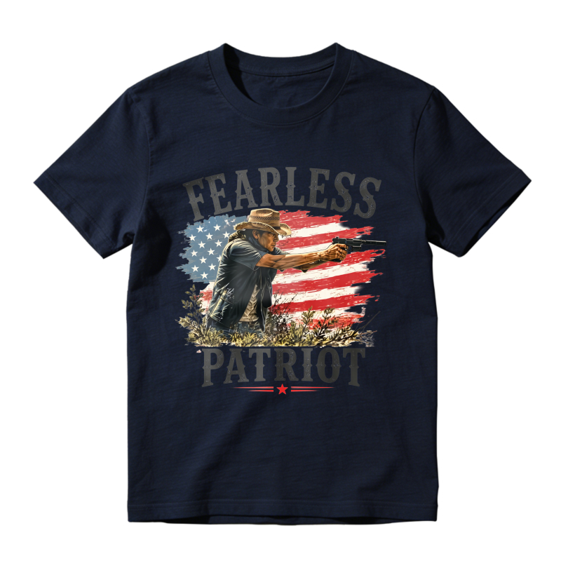 Fearless Patriot Graphic Tee Men’s American Flag Cowboy T-Shirt