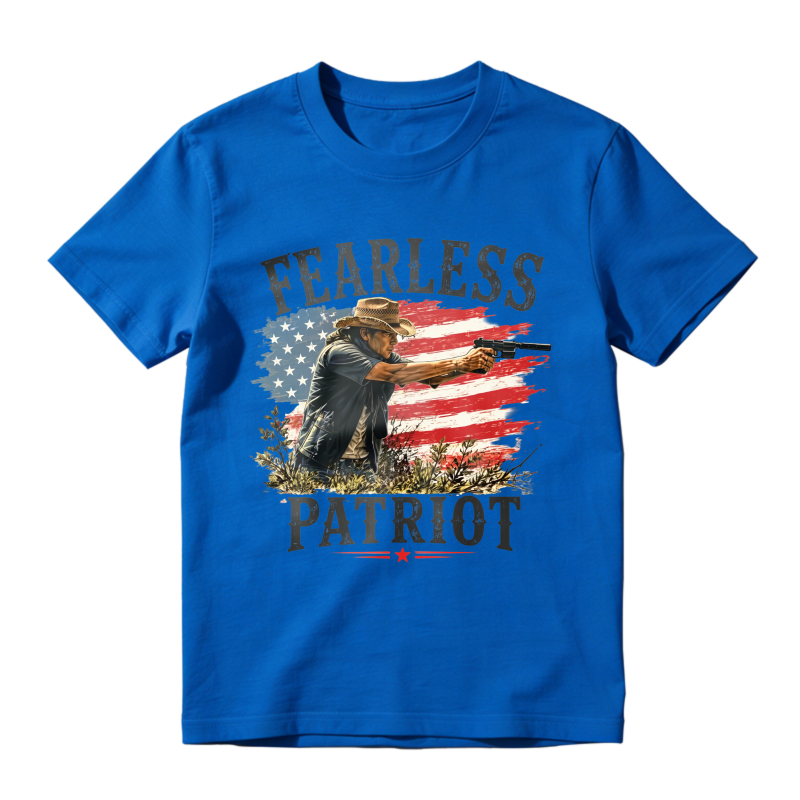 Fearless Patriot Graphic Tee Men’s American Flag Cowboy T-Shirt