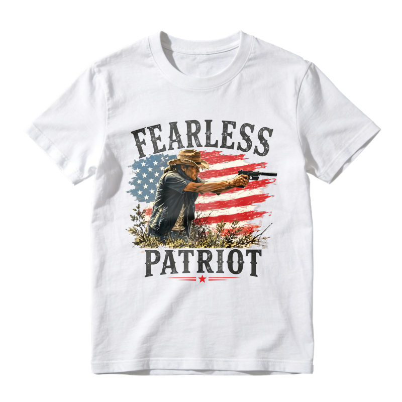Fearless Patriot Graphic Tee Men’s American Flag Cowboy T-Shirt