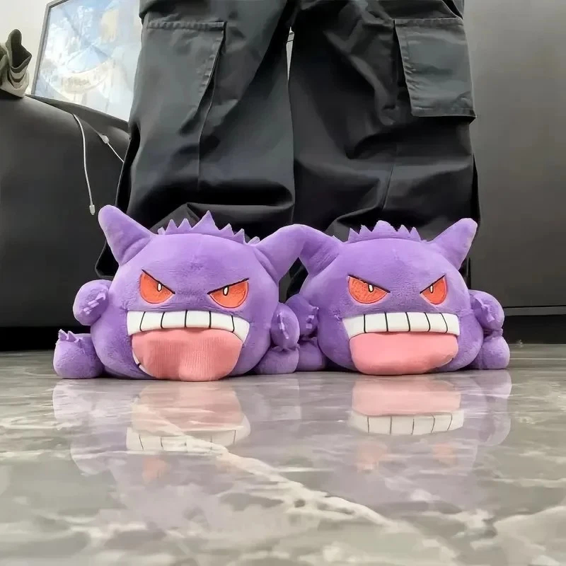 Gengar Open-Toe Plush Slippers Set, One Size Fits All Cute Cartoon Socks Gift
