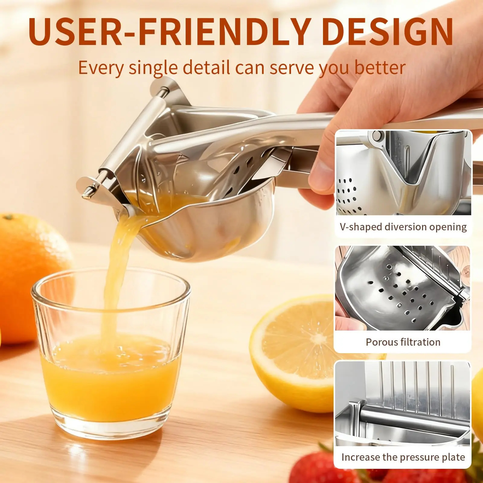 Manual Fruit Juicer - Kitchen Utensil & Gathering Essential, Fresh Juice Extractor Suitable for Outdoor Picnics & Restaurant Use, Utensils, Juicer Hand Press, Hand Juicer Squeezer
