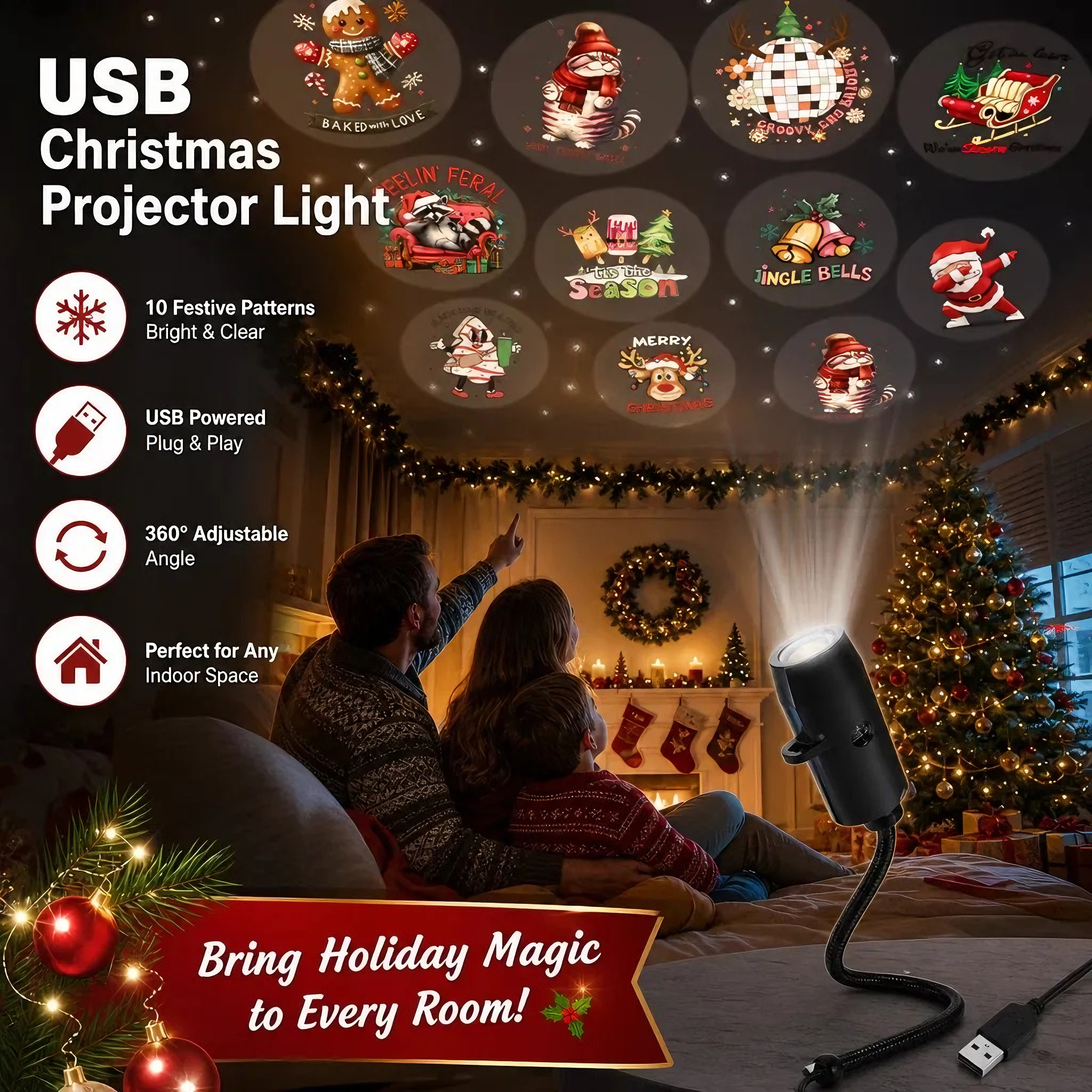 🎄 👻 ✨ 60,000+ Sold — Plug & Play HD Holiday Projector for Christmas & Halloween Decor
