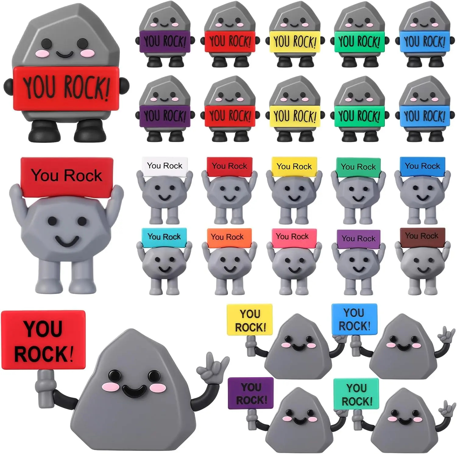 You Rock Figurine Back to School Gift Positive Office Gift Mini Stone Statue 3D Ornament Motivational Desktop Decor for coworkers Students Teachers Employee Appreciation Gift for Birthday Party Favors