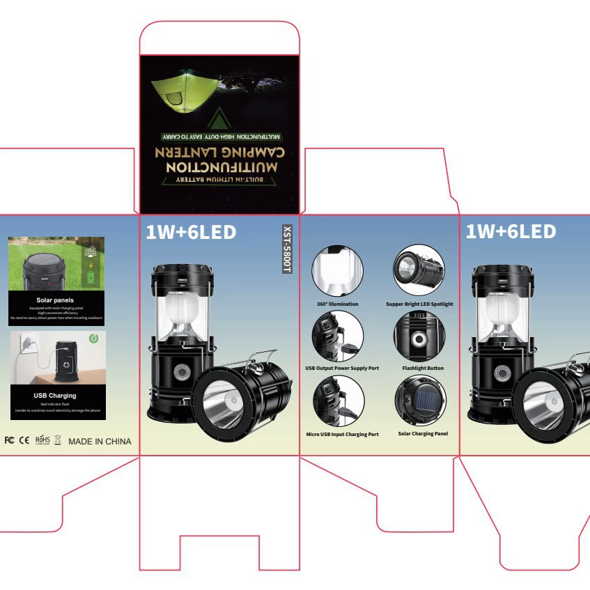 Solar Camping Lantern 4-Pack Rechargeable LED