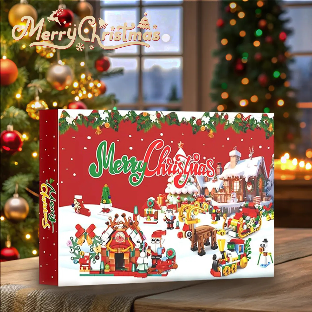 Christmas Advent Calendar Building Blocks | 24 Days Countdown Blind Box, 24-in-1 Xmas Bricks Kit, Santa & Christmas Tree Building Toy, Kids Holiday Gift