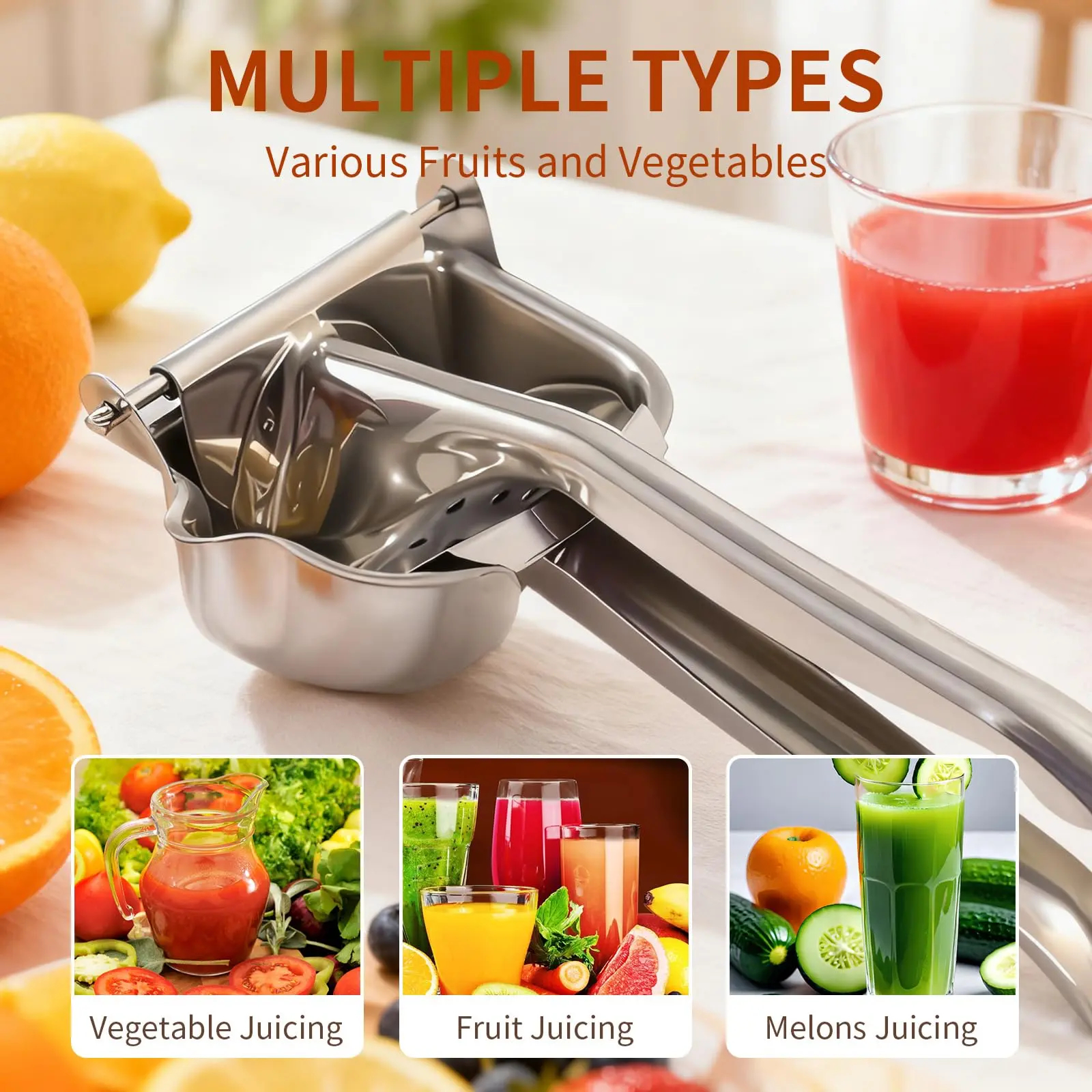 Manual Fruit Juicer - Kitchen Utensil & Gathering Essential, Fresh Juice Extractor Suitable for Outdoor Picnics & Restaurant Use, Utensils, Juicer Hand Press, Hand Juicer Squeezer