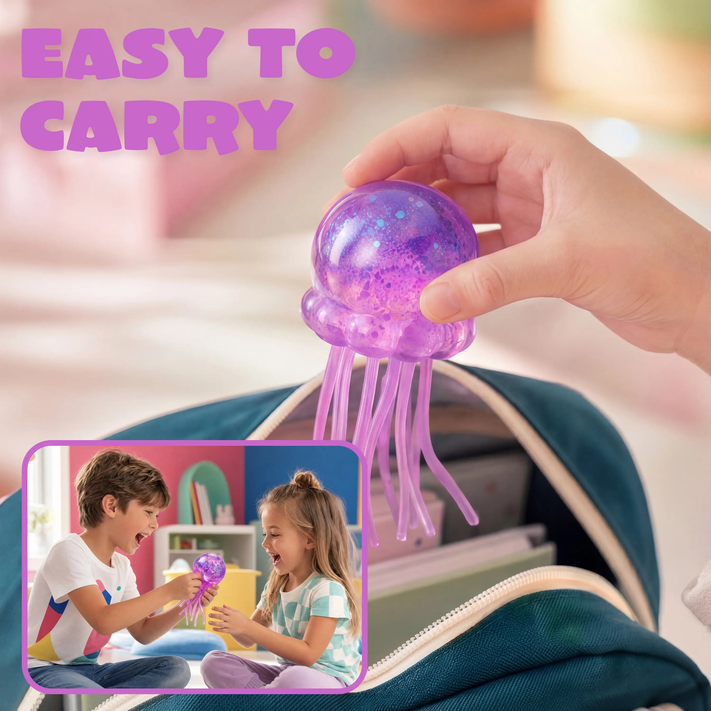  Stress Relief Toys, Jellyfish Glitter Squishy Toy, Slow Rising Toy for Kids & Adults, Anxiety Relief Fidget Sensory Toy, Soft Squeeze Decompression Dough for Adults Gifts, Party Favors, Office Desk Decorations