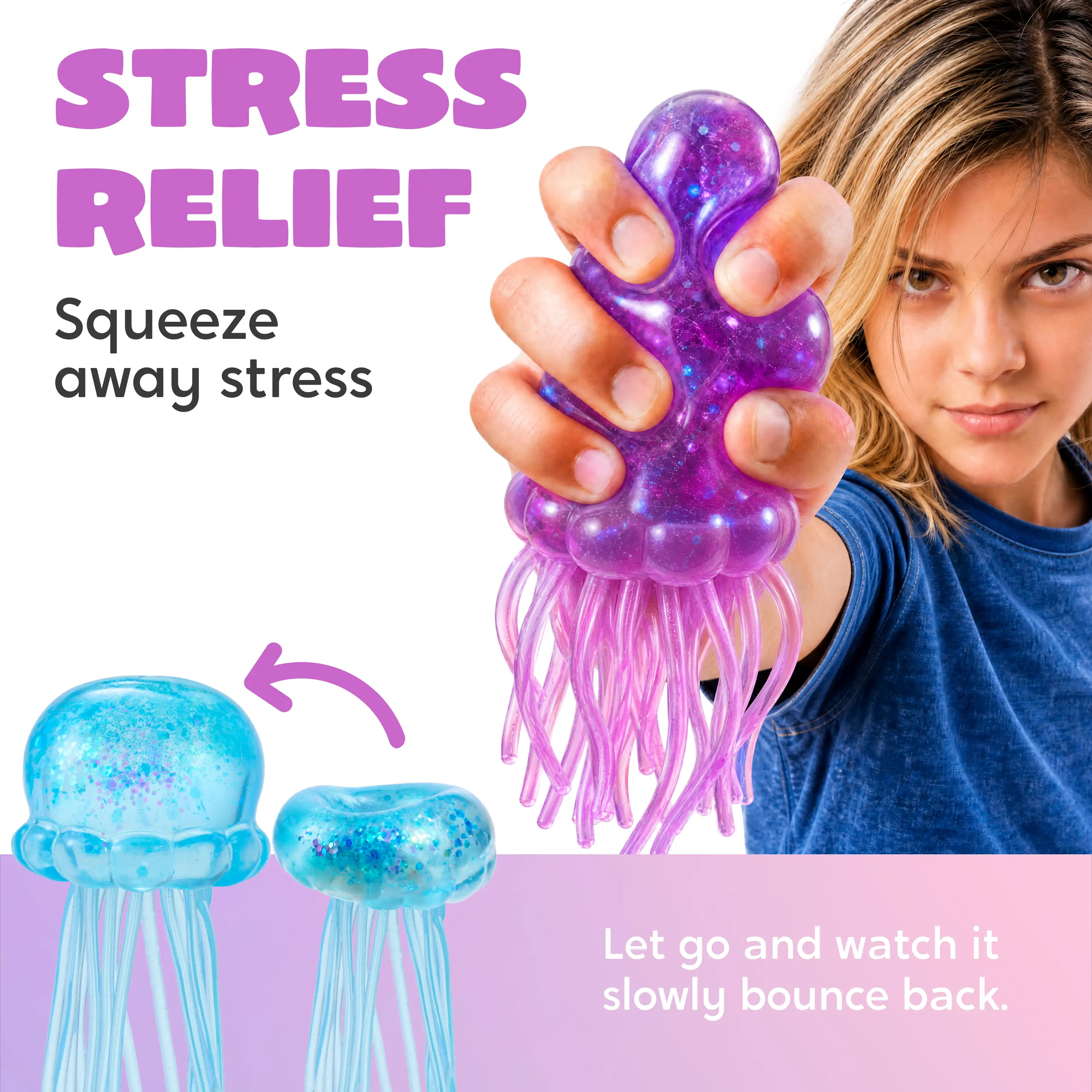  Stress Relief Toys, Jellyfish Glitter Squishy Toy, Slow Rising Toy for Kids & Adults, Anxiety Relief Fidget Sensory Toy, Soft Squeeze Decompression Dough for Adults Gifts, Party Favors, Office Desk Decorations
