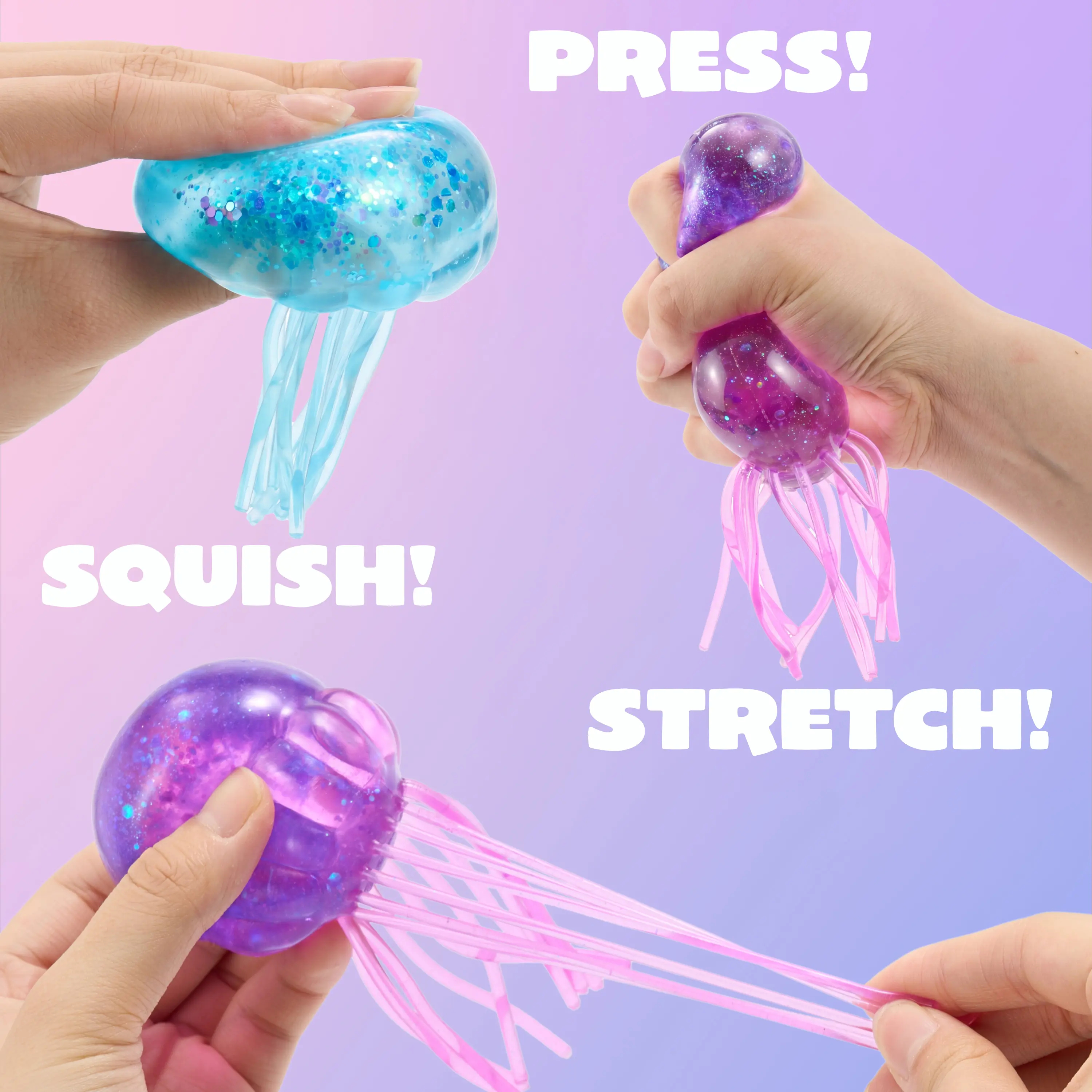  Stress Relief Toys, Jellyfish Glitter Squishy Toy, Slow Rising Toy for Kids & Adults, Anxiety Relief Fidget Sensory Toy, Soft Squeeze Decompression Dough for Adults Gifts, Party Favors, Office Desk Decorations